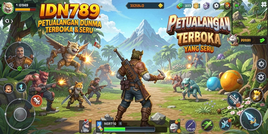 Screenshot gameplay IDN789 yang menunjukkan petualangan di dunia terbuka.