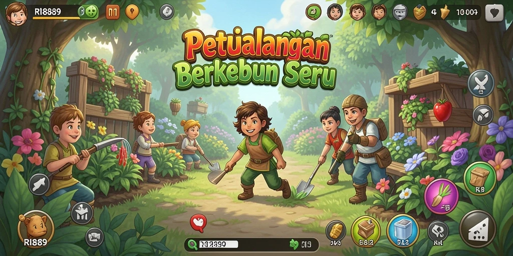 Gameplay RI889 yang menarik dengan suasana pertanian yang cerah.