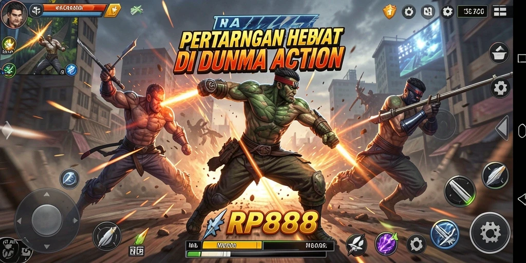 Screenshot gameplay RP888 menampilkan aksi pertarungan yang menegangkan.