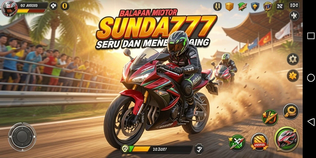 Tampilan mendebarkan dari gameplay balapan motor yang intens.